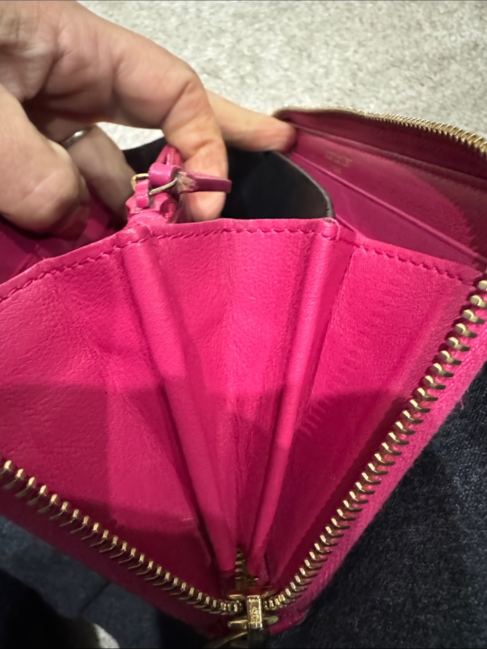 Pick one: Gucci Brown or Dusty Blush Leather Wallets OR Pink YSL Zip wallet - Picture 3 of 16